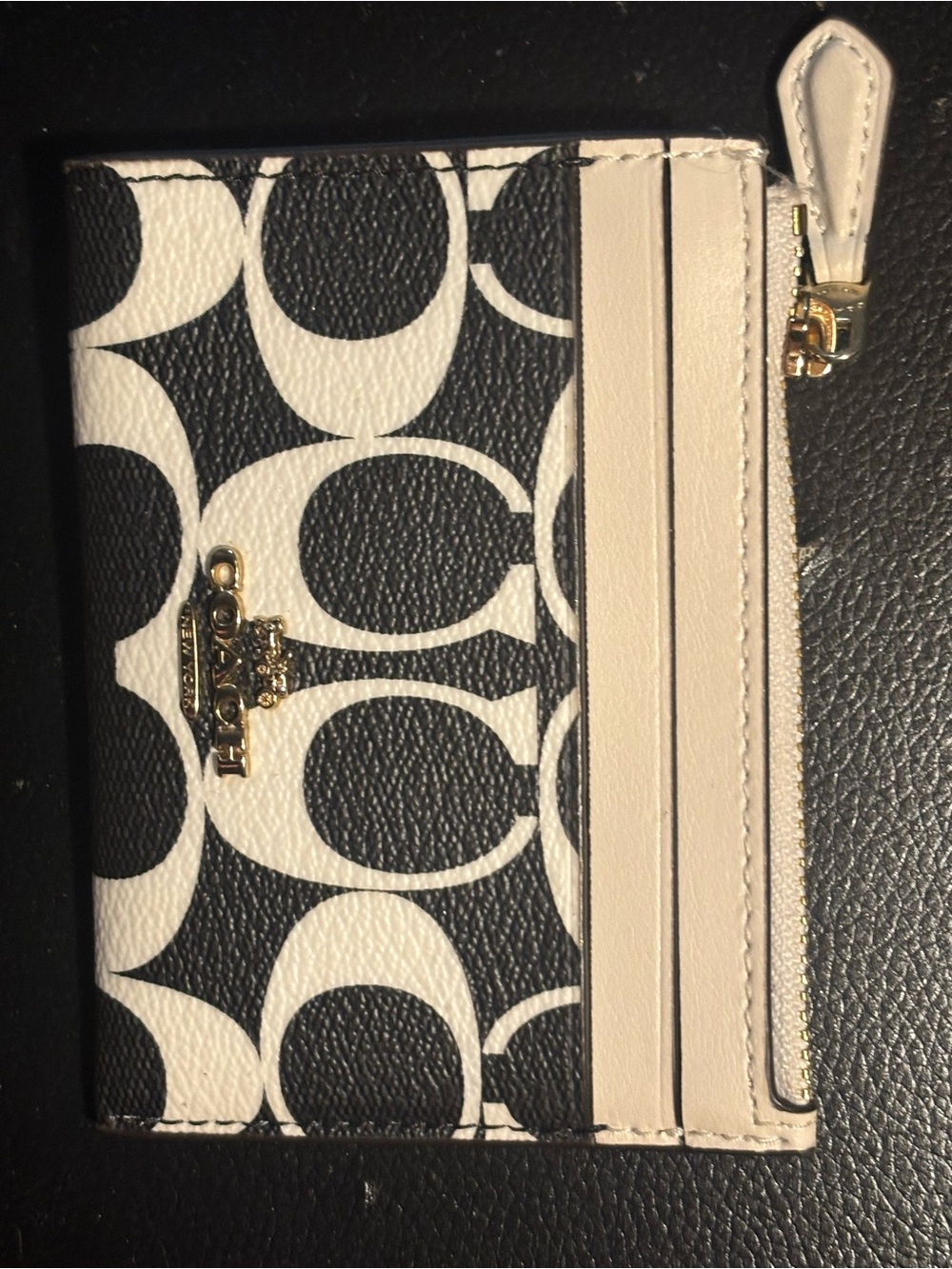 New with tag, Coach Black & White Signature Card Case